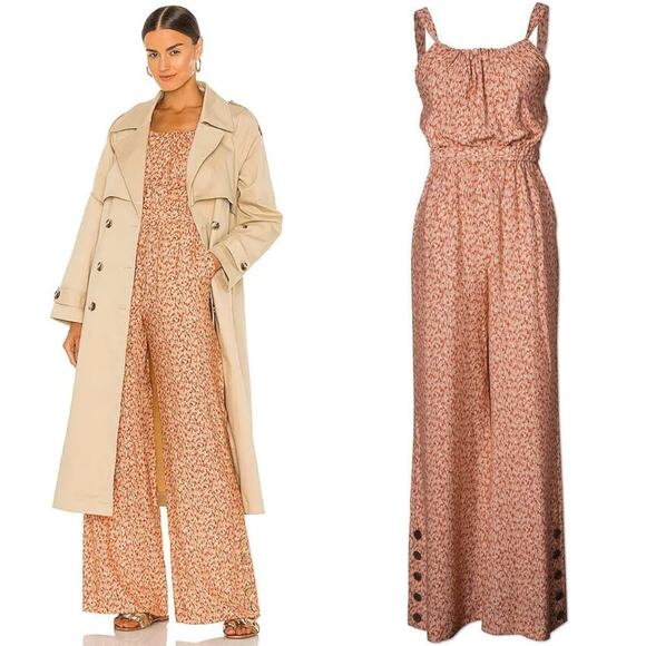 Jonathan Simkhai Serenity Organic Print Tie Back Sleeveless Crepe Jumpsuit Small - Picture 1 of 11